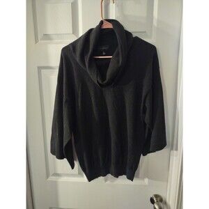 Investments Top Size L Black Sparkle Turtleneck 3/4 Wide Sleeve